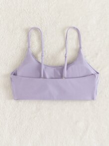 Swim Mod Summer Beach Spaghetti Strap Bikini Top - Lilac Purple - View 2