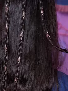 ROMWE 10 piezas Goma de pelo en espiral con diseño de serpiente - Oro rosa - Ver 1