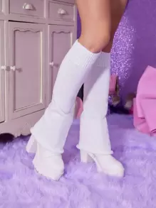 ROMWE 素色保暖腿套 - 白色 - 查看 2