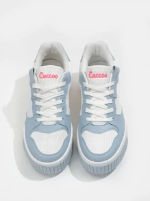 Two Tone Letter Graphic Skate Shoes - Baby Blue - View 4
