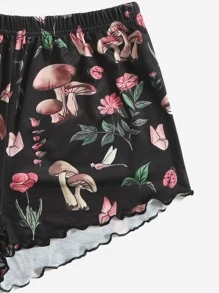 ROMWE Fairycore Bộ đồ ngủ Nữ Xù nhỏ Thực vật Dễ thương - màu đen - Xem 5