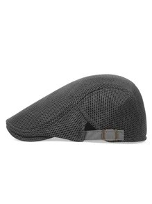 Hombres Gorra plana con diseño de hebilla - Gris Oscuro - Ver 2