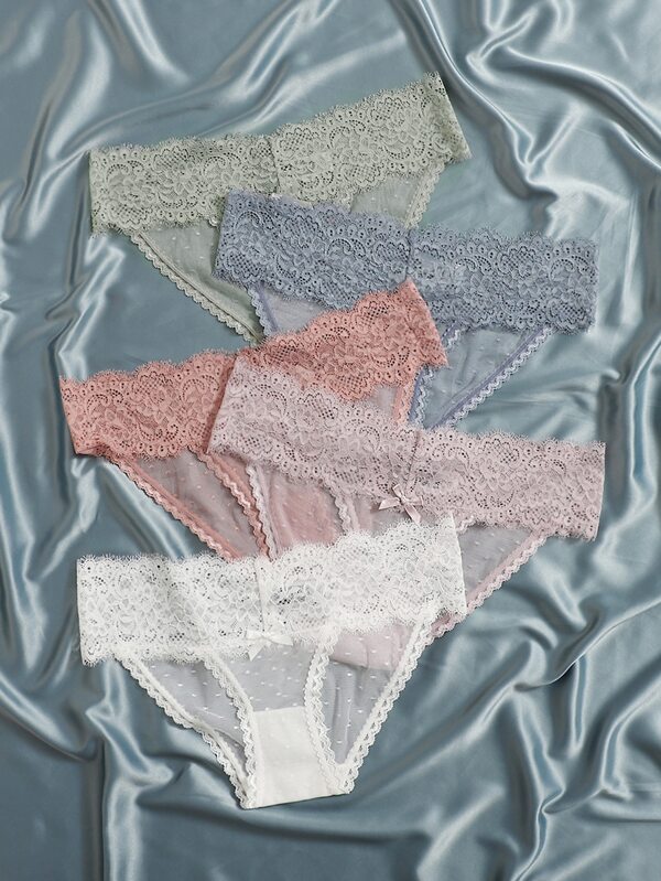 5pack Floral Lace Bow Panty Set SHEIN UK