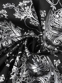 CLOUDSTYLE Hombres Camisa con estampado de voluta - Blanco y Negro - Ver 4