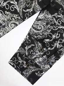 CLOUDSTYLE Hombres Camisa con estampado de voluta - Blanco y Negro - Ver 6