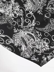 CLOUDSTYLE Hombres Camisa con estampado de voluta - Blanco y Negro - Ver 7