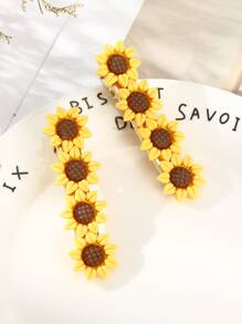 2pcs Sunflower Hair Clips Suitable For Daily Wear - Yellow - View 2