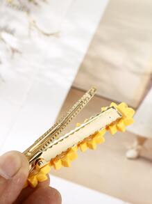 2pcs Sunflower Hair Clips Suitable For Daily Wear - Yellow - View 3