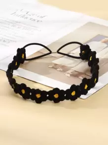 Banda de pelo con diseño de flor - Negro - Ver 1