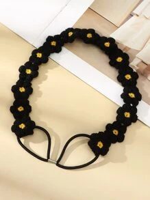 Banda de pelo con diseño de flor - Negro - Ver 2