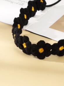 Banda de pelo con diseño de flor - Negro - Ver 3