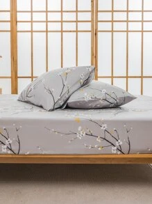 Soft Microfiber Fitted Sheet Sets With Floral Pattern - Best Luxury 2/3 Piece White Bed Sheets - Includes 1 Fitted Sheet + 1/2 Pillowcases - Cheap And High Quality - Mattress Cover Available In Twin King Single Queen Double Full Sizes - Multicolor - View 4