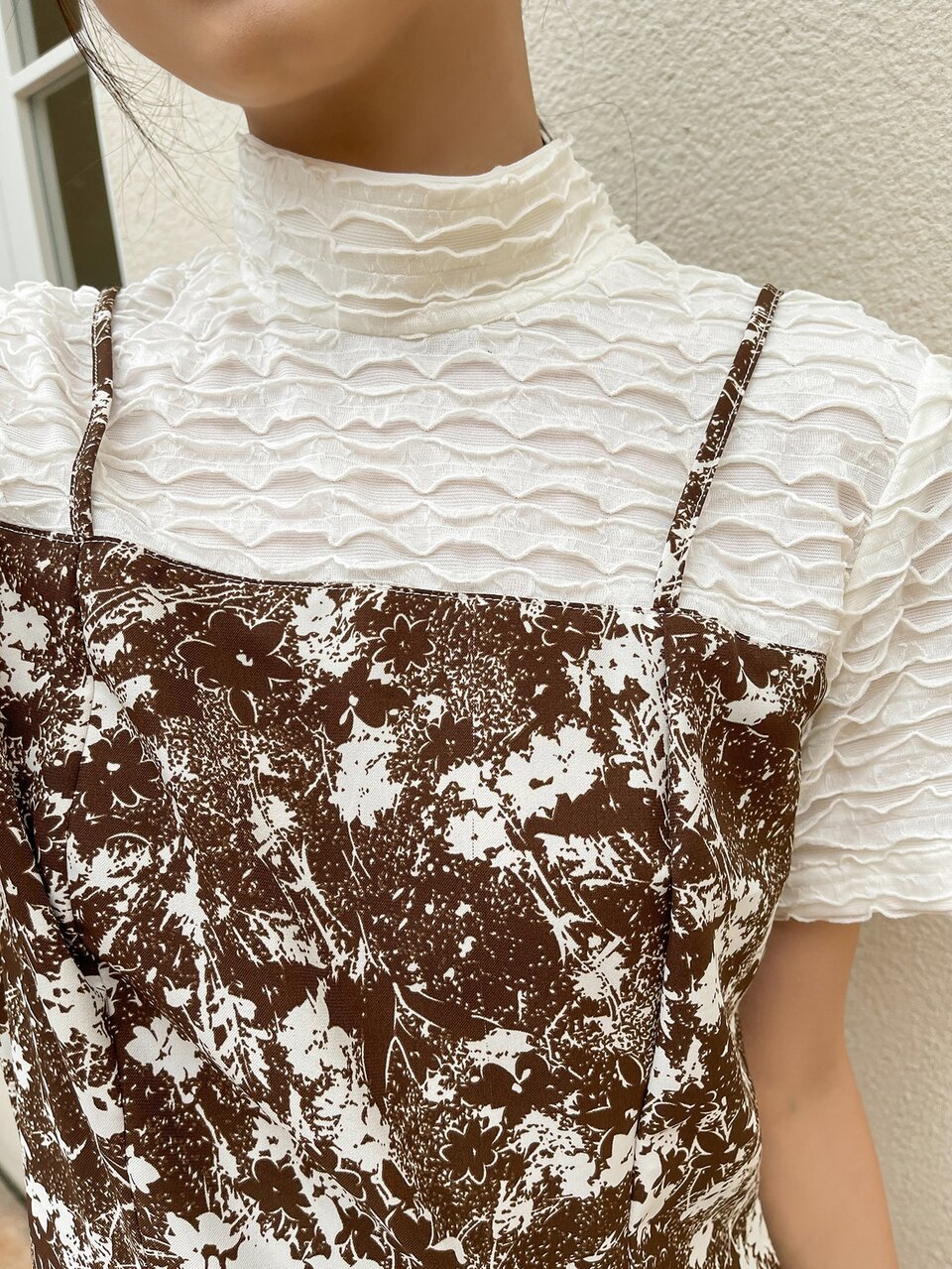 Floral Print Frilled Mock Neck 2 In 1 Dress