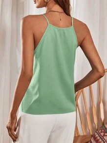 SHEIN Privé Top de tirantes unicolor con fruncido - verde menta - Ver 2