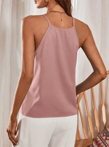 SHEIN Privé Top de tirantes unicolor con fruncido - Rosa vieja - Ver 2