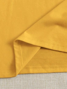 SHEIN EZwear Mùa hè Thêu hoa Ngắn tay Áo thun - Màu vàng - Xem 6