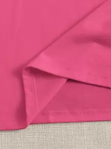 SHEIN EZwear 花卉刺繡短袖t恤 - 粉色 - 查看 5