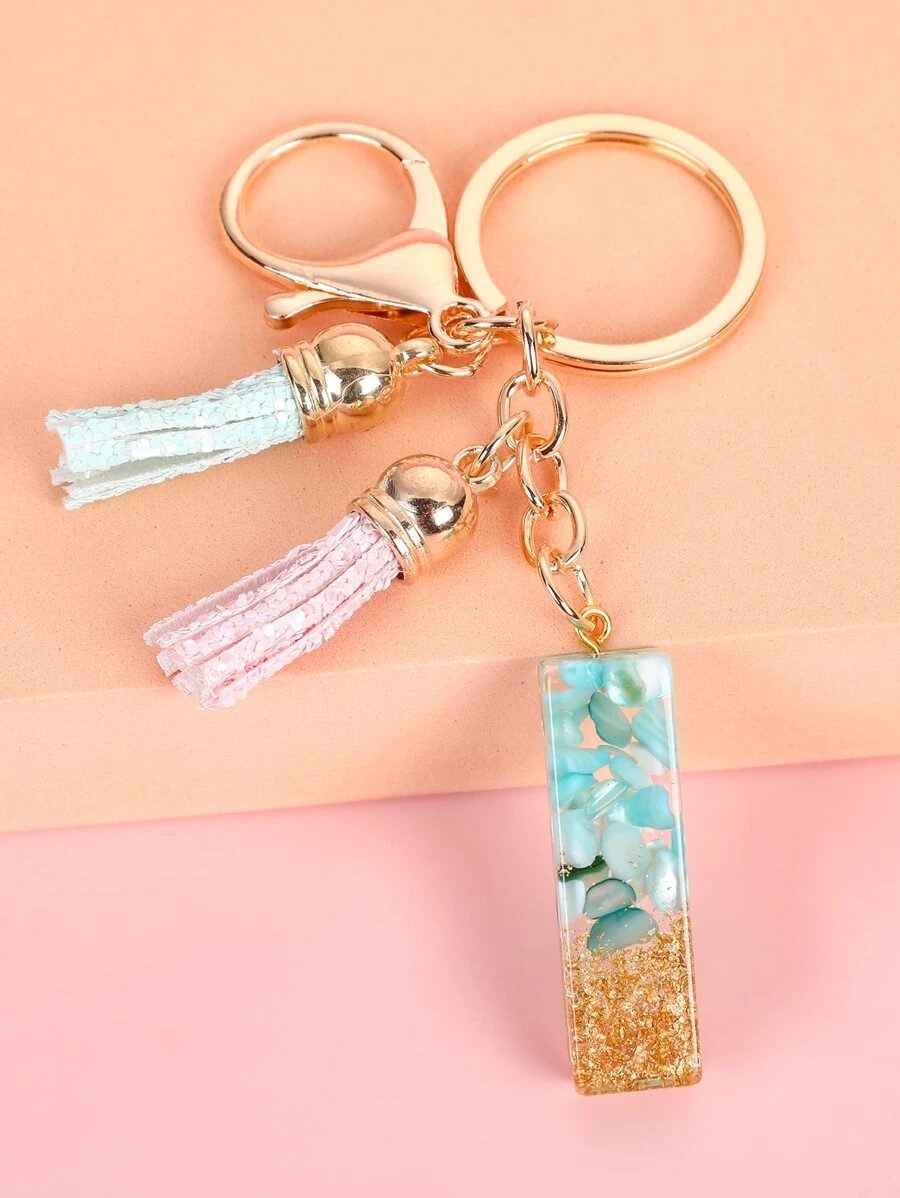 流蘇墜飾鑰匙圈 - 彩色 - 查看 1