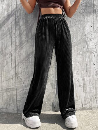 بنطلون بساق مستقيم خصر عالي