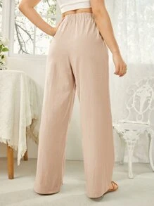 SHEIN Essnce Knot Waist Wide Leg Trousers