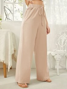SHEIN Essnce Knot Waist Wide Leg Trousers