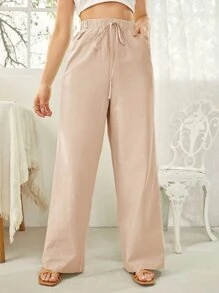 SHEIN Essnce Knot Waist Wide Leg Trousers