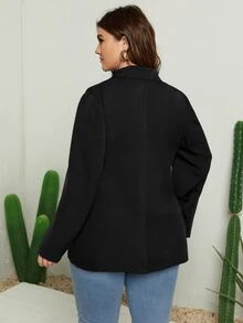 SHEIN Unity Plus Single Breasted Lapel Neck Blazer - Black - View 2