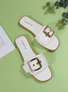 Frauen Flache Sandalen mit Schnalle Dekor, Fashion Sommer