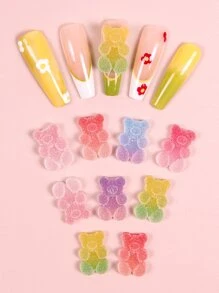 Chuyển đổi hình dạng móng tay của bạn với nghệ thuật trang trí móng tay 10 chiếc gấu kẹo mềm hình gấu trang trí móng tay cho phụ nữ và trẻ em gái - Nhiều màu - Xem 1