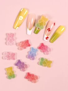 Chuyển đổi hình dạng móng tay của bạn với nghệ thuật trang trí móng tay 10 chiếc gấu kẹo mềm hình gấu trang trí móng tay cho phụ nữ và trẻ em gái - Nhiều màu - Xem 2