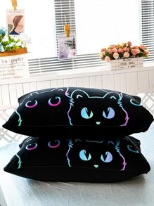 1pair Cat Pattern Pillowcase Without Filler - Multicolor - View 3