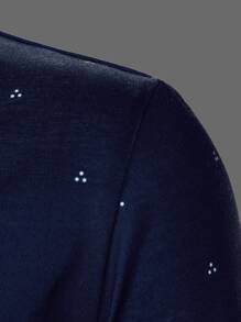 Manfinity Homme Men Allover Print Contrast Trim Polo Shirt - Navy Blue - View 5