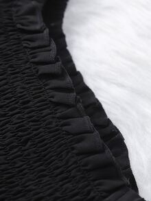 Girls Colourblock Puff Sleeve Shirred Frill Trim Dress - Multicolor - View 3