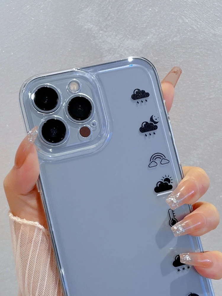 Clouds Pattern Clear Phone Case