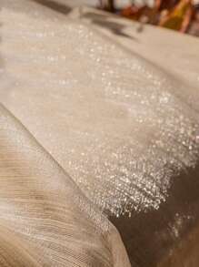 金屬亮絲單片透視窗簾 - 棕色 - 查看 5