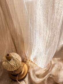 金屬亮絲單片透視窗簾 - 棕色 - 查看 7