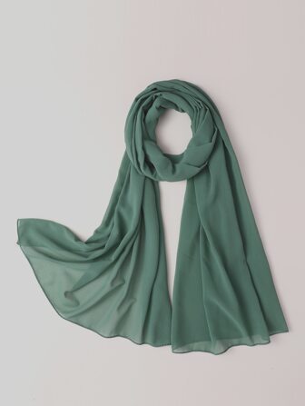 1pc Women Hijab Ladies' Solid Color Chiffon Scarf Suitable For Daily Wear Abaya Accessories Women Veil