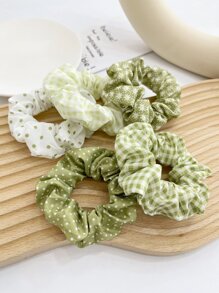 5 chiếc dây buộc tóc nữ 9cm/3.54in họa tiết chấm bi, kẻ caro, hoa lá, thời trang, đa năng, cao cấp, thanh lịch, tối giản, màu trơn, phù hợp cho các hoạt động hàng ngày, thường ngày, dự tiệc, đi làm, đi biển, kỳ nghỉ, buộc tóc đuôi ngựa, búi tóc, rửa mặt, trang điểm, phụ kiện trang phục, phụ kiện tại nhà, phòng tập thể dục, phụ kiện tóc nữ, dây chun, phụ kiện tóc tại nhà, dây buộc tóc bằng cao su. - màu xanh lá - Xem 3