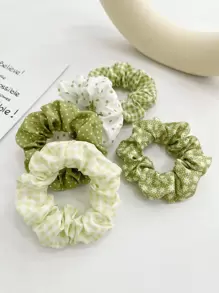 5 chiếc dây buộc tóc nữ 9cm/3.54in họa tiết chấm bi, kẻ caro, hoa lá, thời trang, đa năng, cao cấp, thanh lịch, tối giản, màu trơn, phù hợp cho các hoạt động hàng ngày, thường ngày, dự tiệc, đi làm, đi biển, kỳ nghỉ, buộc tóc đuôi ngựa, búi tóc, rửa mặt, trang điểm, phụ kiện trang phục, phụ kiện tại nhà, phòng tập thể dục, phụ kiện tóc nữ, dây chun, phụ kiện tóc tại nhà, dây buộc tóc bằng cao su. - màu xanh lá - Xem 5