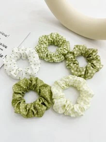 5 chiếc dây buộc tóc nữ 9cm/3.54in họa tiết chấm bi, kẻ caro, hoa lá, thời trang, đa năng, cao cấp, thanh lịch, tối giản, màu trơn, phù hợp cho các hoạt động hàng ngày, thường ngày, dự tiệc, đi làm, đi biển, kỳ nghỉ, buộc tóc đuôi ngựa, búi tóc, rửa mặt, trang điểm, phụ kiện trang phục, phụ kiện tại nhà, phòng tập thể dục, phụ kiện tóc nữ, dây chun, phụ kiện tóc tại nhà, dây buộc tóc bằng cao su. - màu xanh lá - Xem 6
