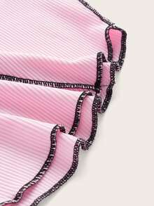 Camiseta corta con puntada bajo curvo - Rosa - Ver 3