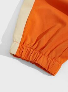 GENTILAND Men Drawstring Waist Letter Patched Carrot Trousers - Orange - View 3