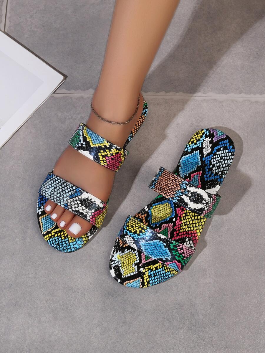 Dép bệt Nữ Snakeskin In Mốt - Nhiều màu - Xem 1