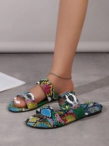 Dép bệt Nữ Snakeskin In Mốt - Nhiều màu - Xem 3