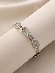 Rhinestone Decor Chain Bracelet - Silver - View 2