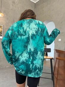 StreetHx 字母和卡通臉圖案紮染落肩T恤 - 彩色 - 查看 3