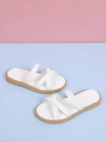 Girls Criss Cross Slippers - White - View 4