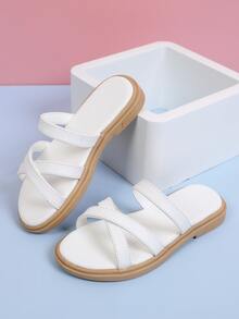 Girls Criss Cross Slippers - White - View 7