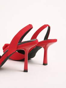 Bow Decor Pyramid Heeled Slingback Sandals