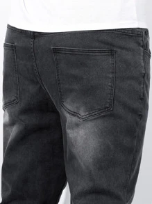 Manfinity Homme Men Plus Cotton Slant Pocket Tapered Jeans - Dark Grey - View 7